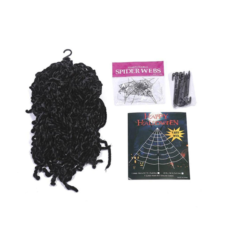 Halloween Decoration Giant Triangular Spider Web Outdoor Decor – Black / 5 x 4.8 m