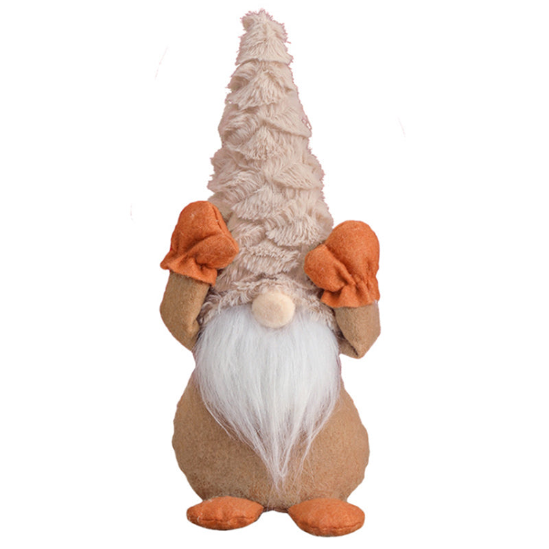 Christmas Faceless Gnome Plush Doll Xmas Home Decoration – Standing & Brown
