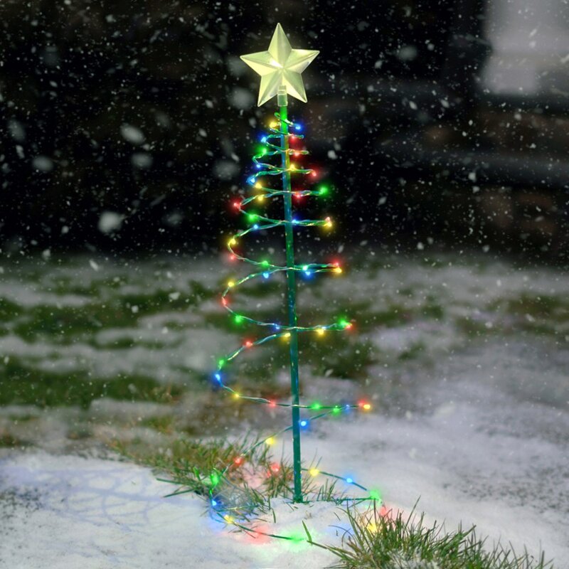 Christmas Tree Star Solar LED Spiral Lamp Garden Decoration – Multicolor