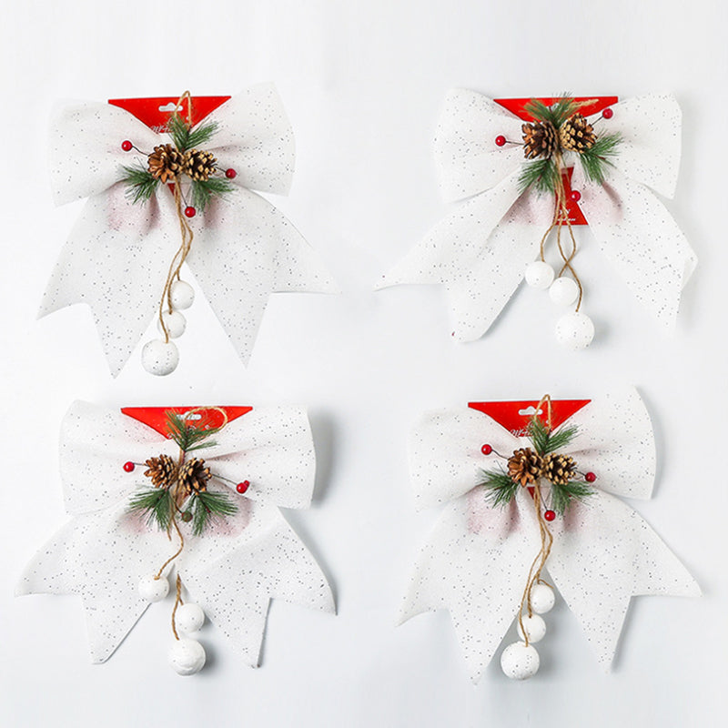 4Pcs/Set Bowknot Christmas Tree Decoration Gift Wrapping Accessories – White