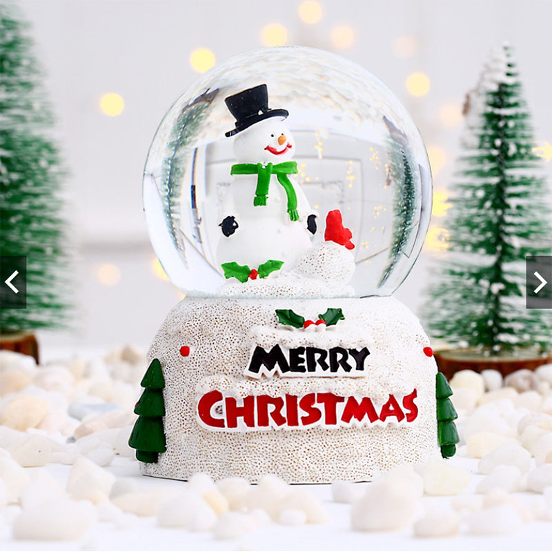 Christmas Snowman Santa Claus Glowing Crystal Ball Desktop Decoration – Snowman