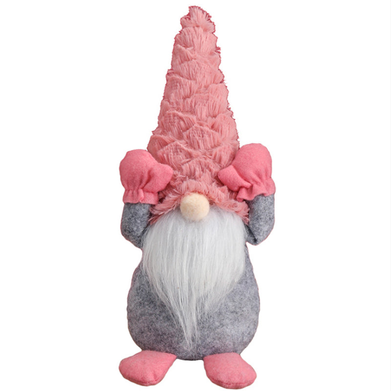 Christmas Faceless Gnome Plush Doll Xmas Home Decoration – Standing & Pink
