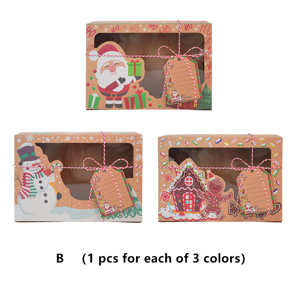 Christmas Kraft Paper Cookie Box Food Packaging Bags – 3 PCS
