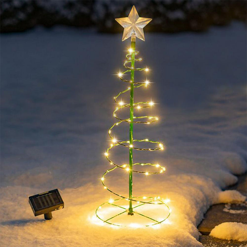 Christmas Tree Star Solar LED Spiral Lamp Garden Decoration – Warm White