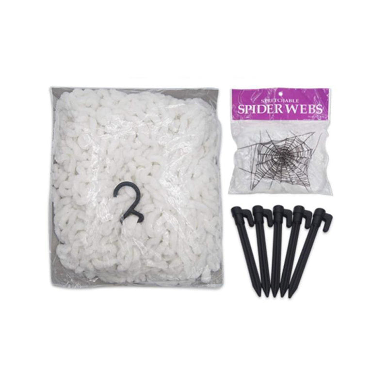 Halloween Decoration Giant Triangular Spider Web Outdoor Decor – White / 7 x 5.5 m