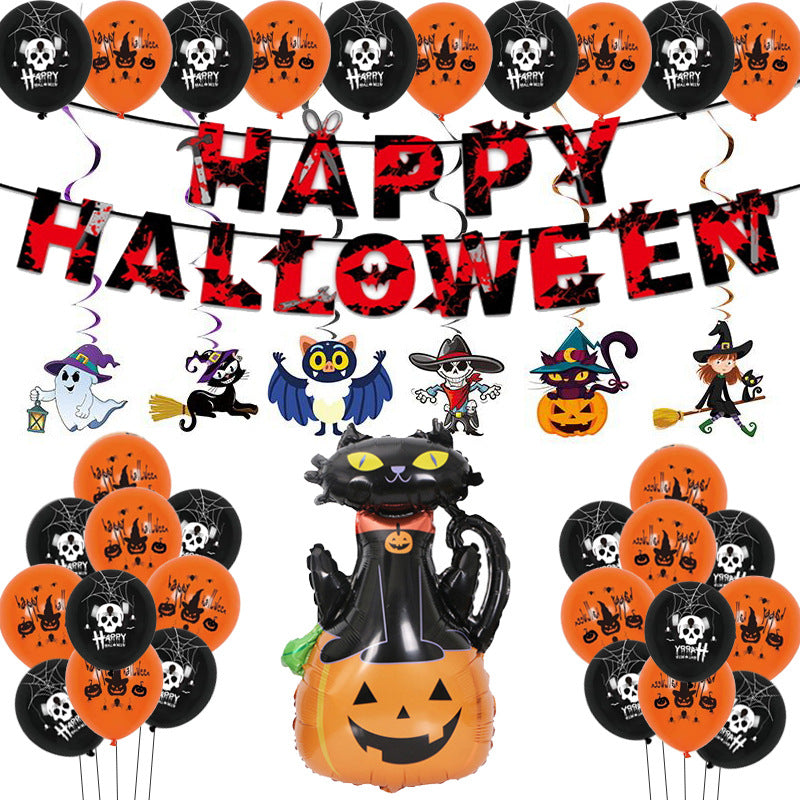Halloween Pumpkin Aluminum Film Balloon Set Ghost Festival Party Decoration – B