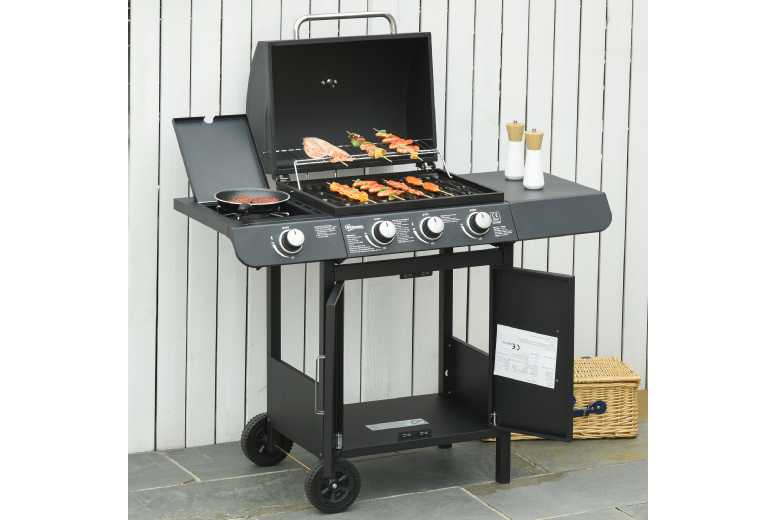Outsunny Gas 3+1 Burner  BBQ Trolley