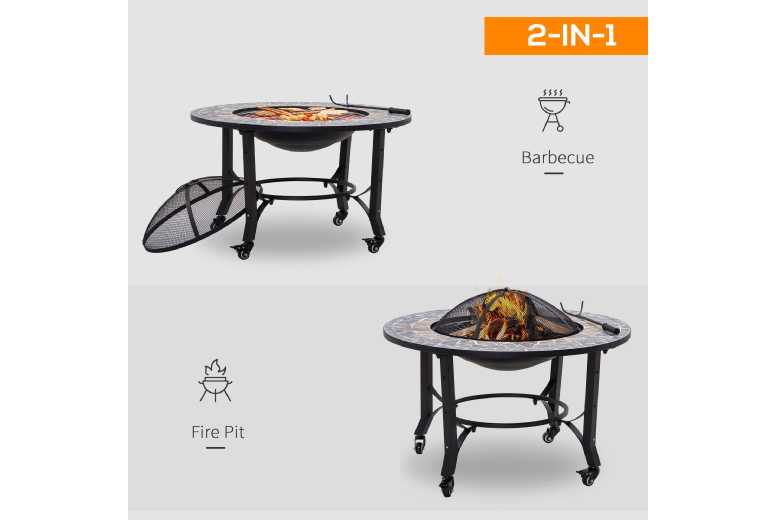 Outsunny 2-in-1 Outdoor Fire Pit
