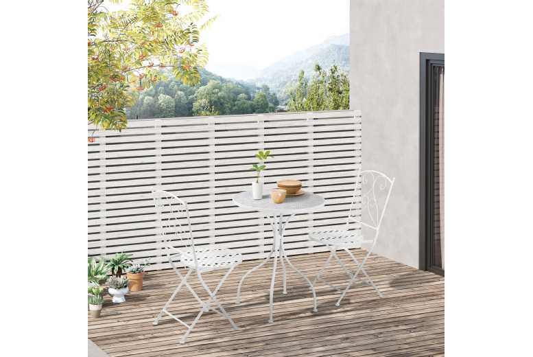 3 Piece Garden Bistro Set, White