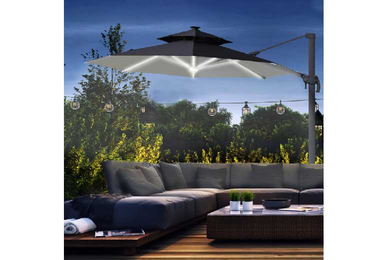 Outsunny 3m Parasol w/ Solar Lights