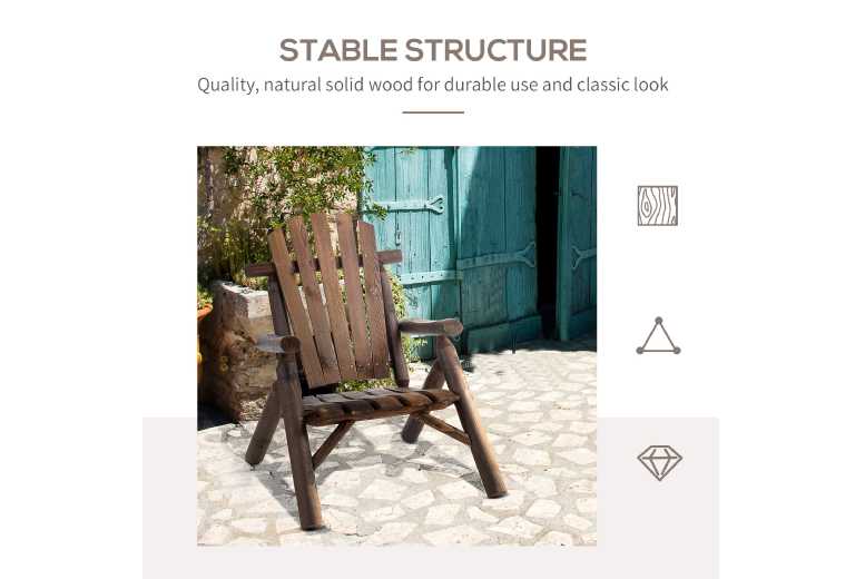 Outsunny Wooden Adirondack Patio Lounge Chair