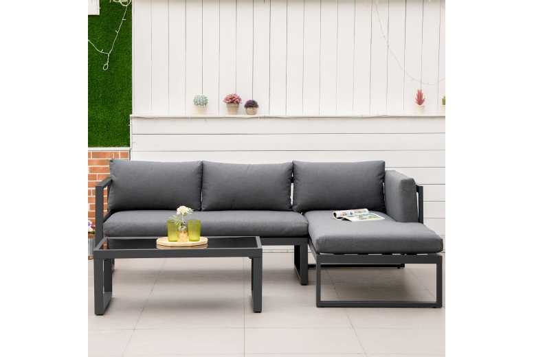 Set of 2 Metal Garden Chairs 2 Seater