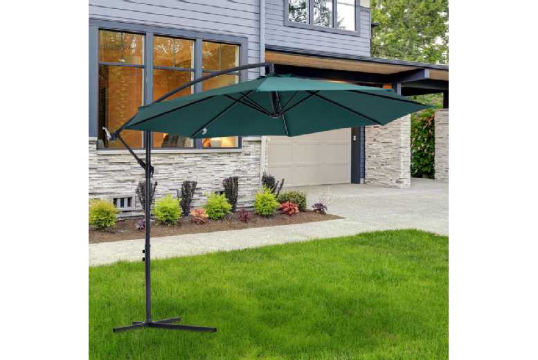 Outsunny 3M Banana Parasol in Dark Green