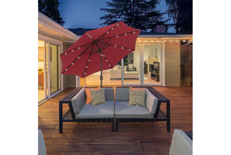 Outsunny 24 LED Solar Powered Parasol
