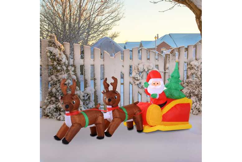 HOMCOM Inflatable Santa Sleigh Reindeer