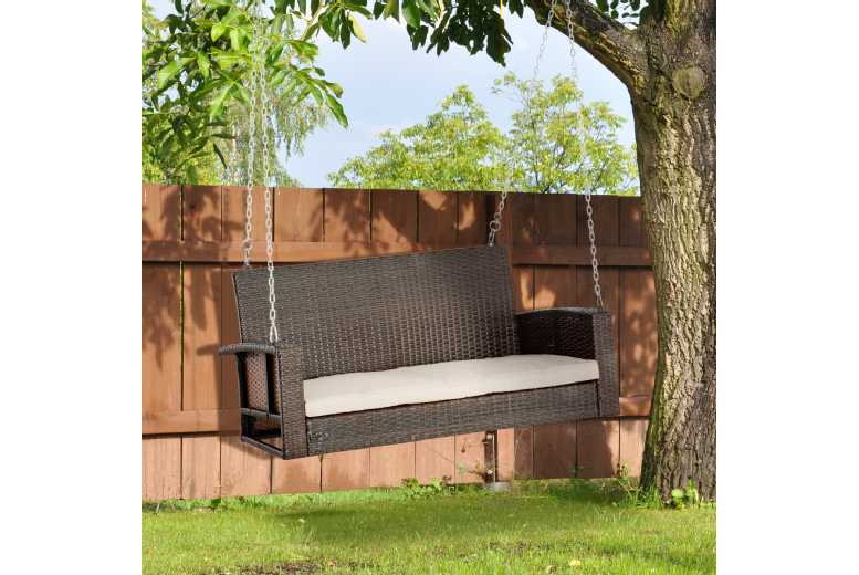 Outsunny Wicker Hanging Loveseat