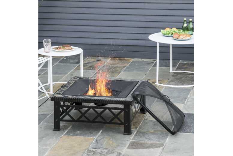 Outsunny 3 in 1 Square Fire Pit Table
