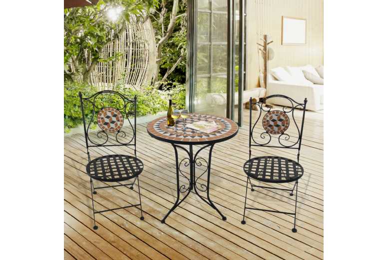 Outsunny 3 PCs Garden Mosaic Bistro Set