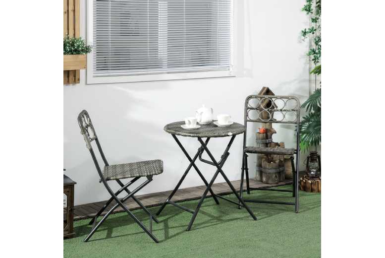 Outsunny 3 PCS Rattan Wicker Bistro Set
