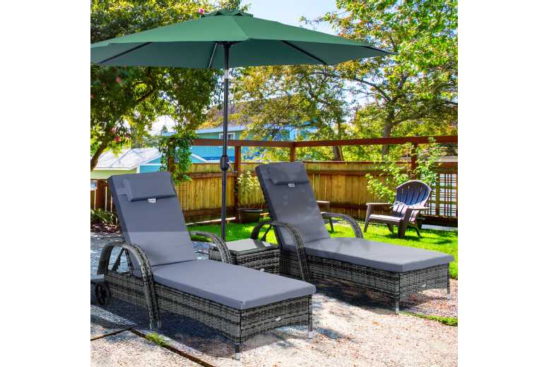 Outsunny 3 Pieces Patio Lounge Chair Set