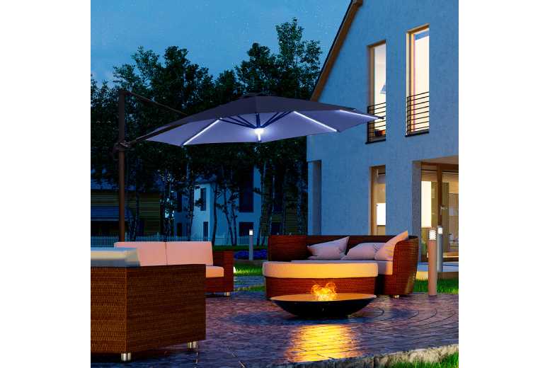 Outsunny 3(m) LED Cantilever Parasol