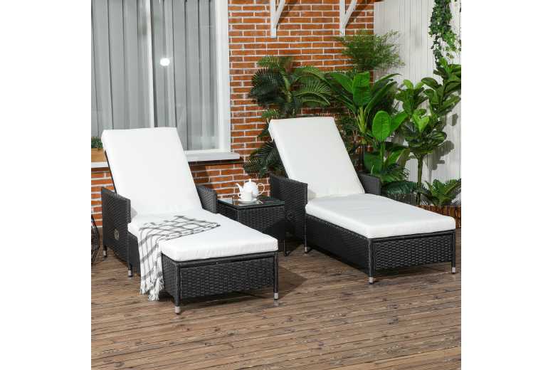 Outsunny Rattan Patio Lounge Chair Set
