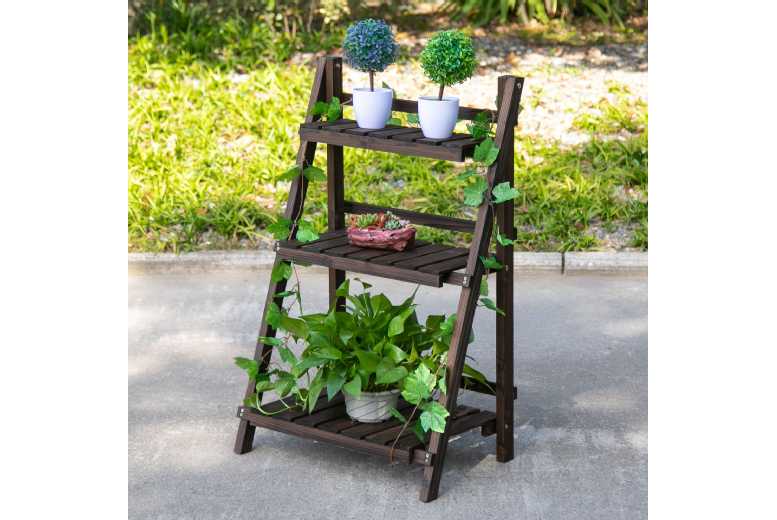 Outsunny Wooden Plant Shelf