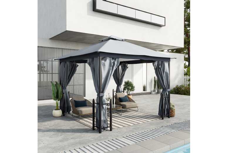 Outsunny Patio Metal Gazebo Canopy Tent