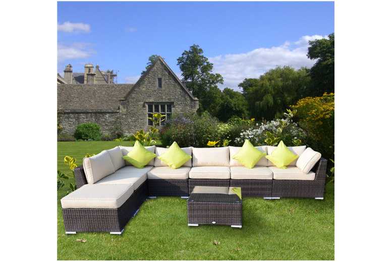 Outsunny Rattan Corner Sofa Set