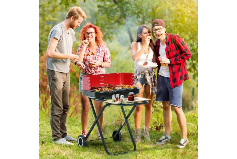 Outsunny Charcoal Foldable BBQ Trolley