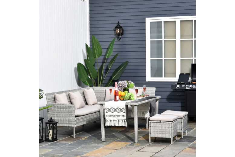 Outsunny Patio Rattan Corner Dining Set
