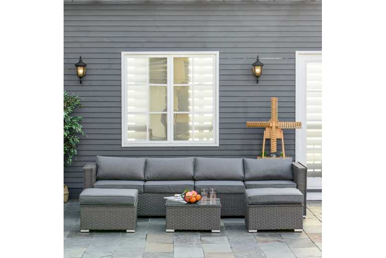 Outsunny Rattan Wicker Corner Sofa Set