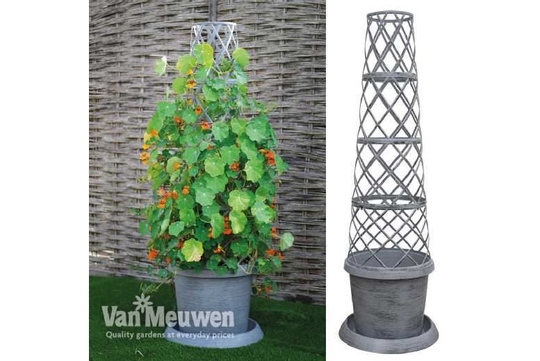 1 or 2 Patio Tower Pot Modern Grey
