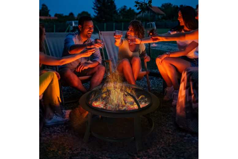 Metal Round Fire Pit with Lid