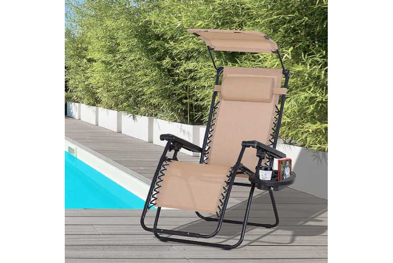 Outsunny Folding Sun Chair w/ Canopye