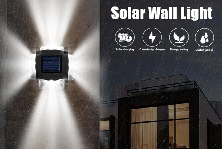 Set Of 4 Solar-Powered Wall Lamps