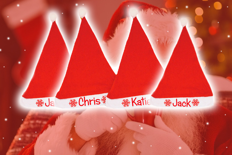 Set of Four Personalised Santa Hats