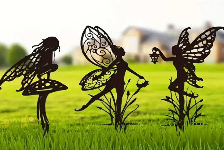 Metal Fairy Garden Statue Decor