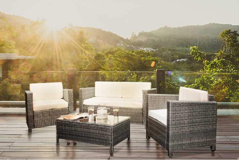 4 Piece Rattan Lounge Set