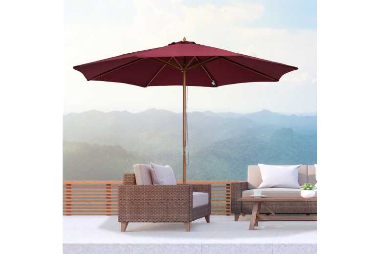 Outsunny Wooden Garden Parasol