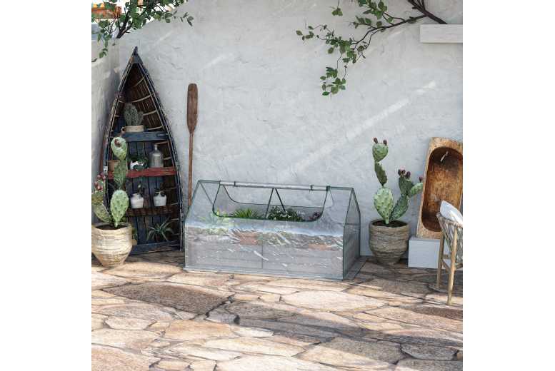 Bed with Greenhouse, Steel Planter Box