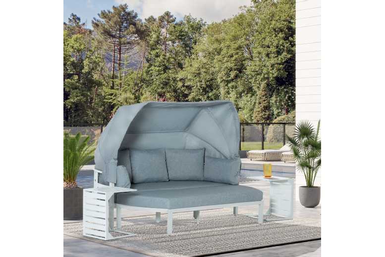 Outsunny 4 Pieces Sofa Set & Aluminum Patio Lounge Bed