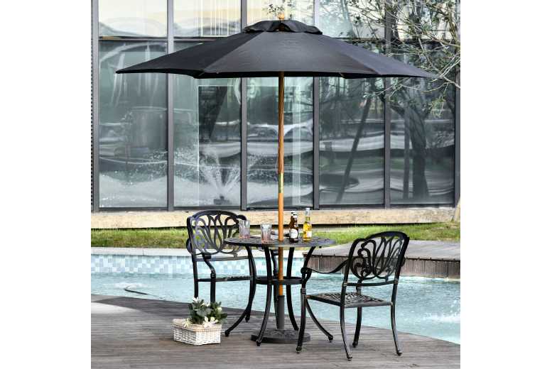 Outsunny 2.5m Wooden Parasol Sun Shade