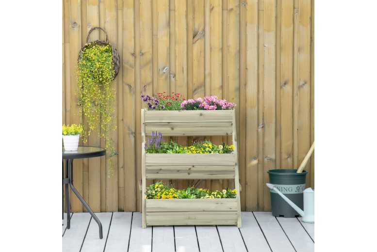 Outsunny Wooden Elevated Planter Box