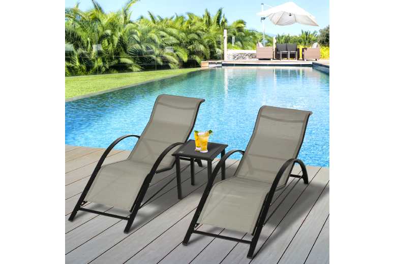 Outsunny 3 Pieces Lounge Chair Set