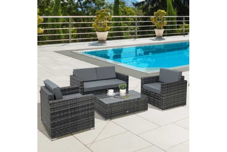 Outsunny Wicker Steel Rattan Sofa Set