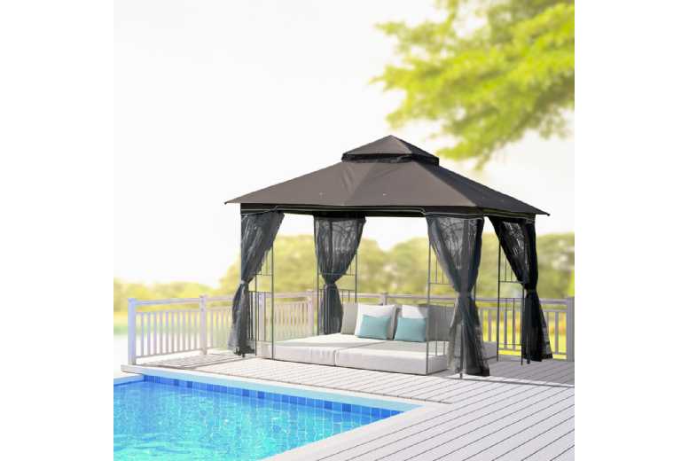Outsunny Gazebo Canopy Double Tier Roof