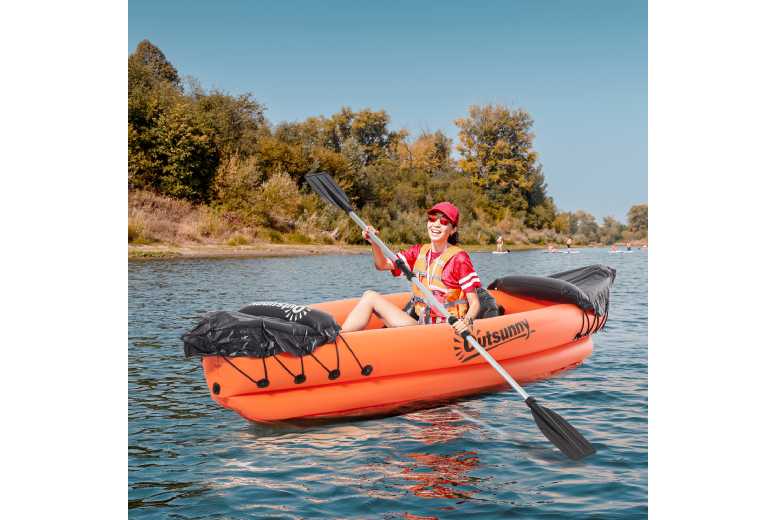 Outsunny Inflatable Kayak, Canoe Set
