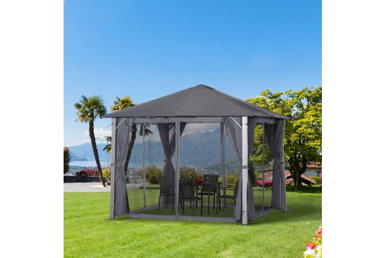 Outsunny Curtain Draped Gazebo