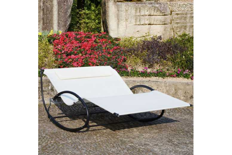 Outsunny Double Lounger w/ Pillow